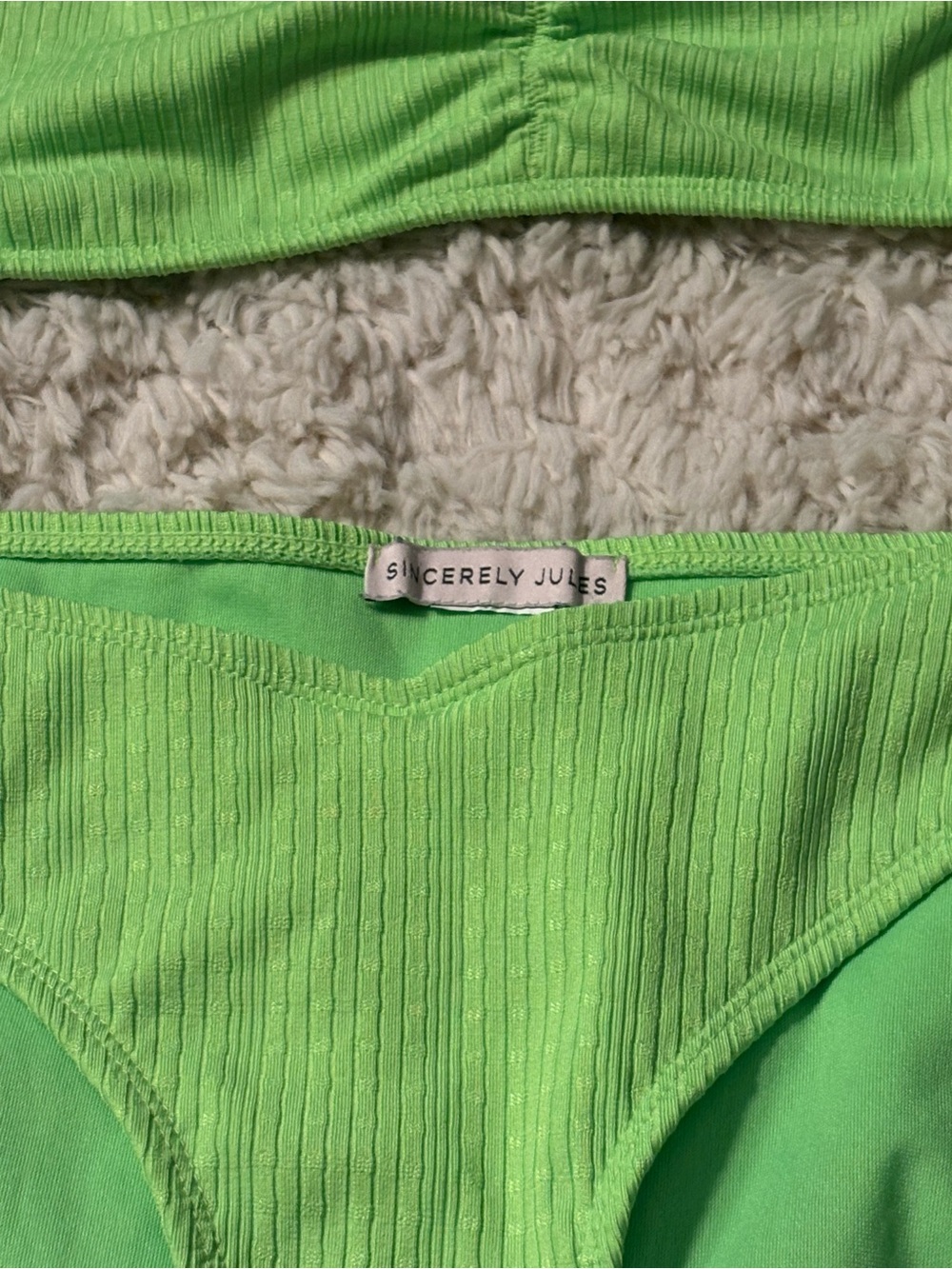 Neon Green Ribbed Bikini Set - Picture 2 of 5